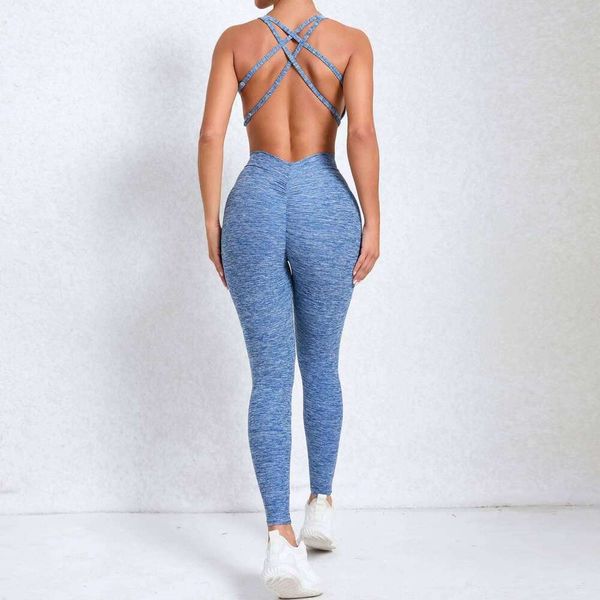 DHgate Backless Romper Cross Adjustable Back Workout Jumpsuit Sports Bodysuit Sportswear Women Tracksuit Gym Clothes One-Piece Yoga Set sold by DHgate