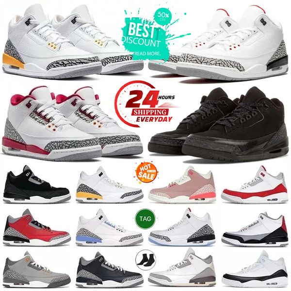 Designer 3s Shoes Basketball Shoes 3 Men Women j3 Black Cat White Cement Grey Green Red Lvory Fear Pack Shoe Midnight Navy Mens Outdoor Trainers Sneakers