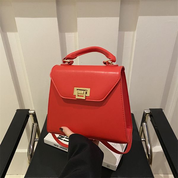 Textured Large Capacity New Trend Solid Color Casual Lock Fashion Crossbody Handbag for Women Small Square Bag