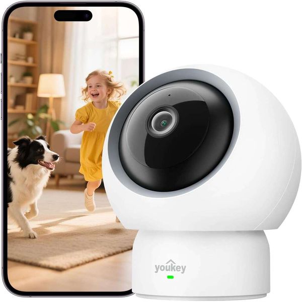 youkey Indoor Camera, No Monthly Fees, Pan & Tilt, 2.5K Security Camera with 2.4/ 5GHz WiFi 6, Bluetooth Pairing, Human/Pet/Baby Crying Detection, Two-Way Talk,
youkey Indoor Camera, No Monthly Fees, Pan & Tilt, 2.5K Security Camera with 2.4/ 5GHz WiFi 6, Bluetooth Pairing, Human/Pet/Baby Crying Detection, Two-Way Talk,
