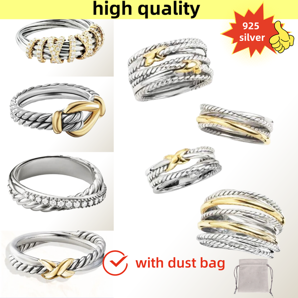 Vintage designer ring men plated gold rings designer for women braided engagement wedding vintage diamond men's ring fashionable punk jewellery multilayer zl06