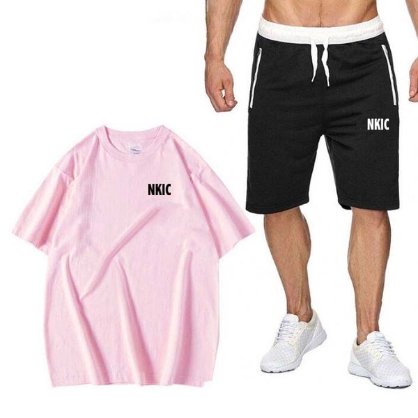 Summer Breathable Brand Sports Suit Men's Short-Sleeved Shorts 100% Cotton T-Shirt Short Quarter Pants Casual Running Suit, Pink 1
Summer Breathable Brand Sports Suit Men's Short-Sleeved Shorts 100% Cotton T-Shirt Short Quarter Pants Casual Running Suit, Pink 1