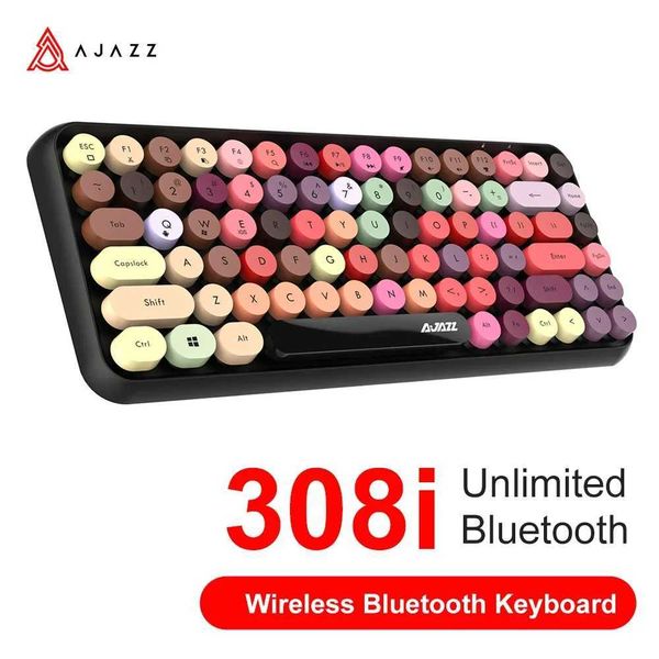 Ajazz 308I Wireless Keyboard 84 Keys Round Keycap Keyboard Portable 2.4GHz Numeric Keypad for Tablet Laptop Android Z250304