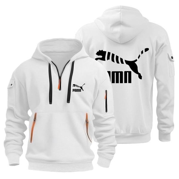 Men's casual sports hoodie spring and autumn fashion arm pocket pull rope hooded Letter Print loose long-sleeved blouse pullover