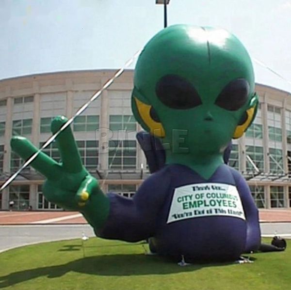 10m height (33ft) with blower Outdoor event giant inflatable Alien with led lightscustom made UFO cartoon balloon for advertising