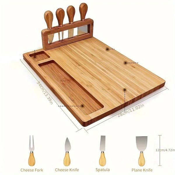 Classic Bamboo Cheese Plate with Matching Stainless Steel Cutlery Perfect for Gourmet Snacks
Classic Bamboo Cheese Plate with Matching Stainless Steel Cutlery Perfect for Gourmet Snacks