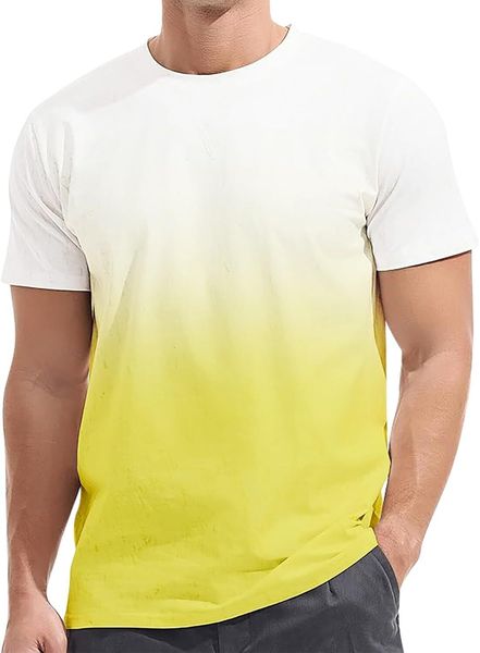 Men's T shirt Men's Gradient Colour T Shirts Casual Fashion Tops Camisas Ropa Hombres Big and Tall T Shirt Short Sleeve Round Neck tee Casual tops summer clothes