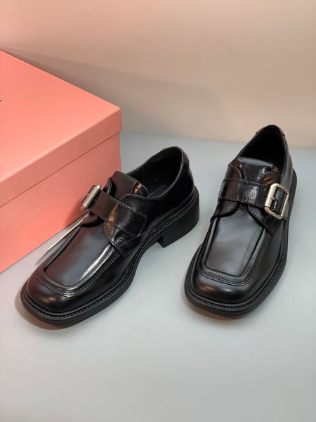 Women Shoes Black Leather Shoes With Buckle Square-shaped Loafers Brogue
Women Shoes Black Leather Shoes With Buckle Square-shaped Loafers Brogue