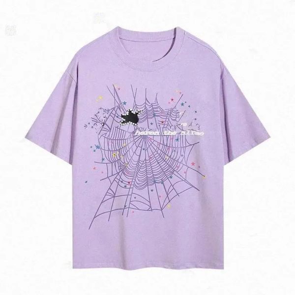 Spyder Shirt Designer Spider Shirt Spider Cobweb Multi Colour Star Black Spider Chest Graphic Print Ribbed Crew Neck Vintage Y2k Hip Hop Casual Summer Tops 53E