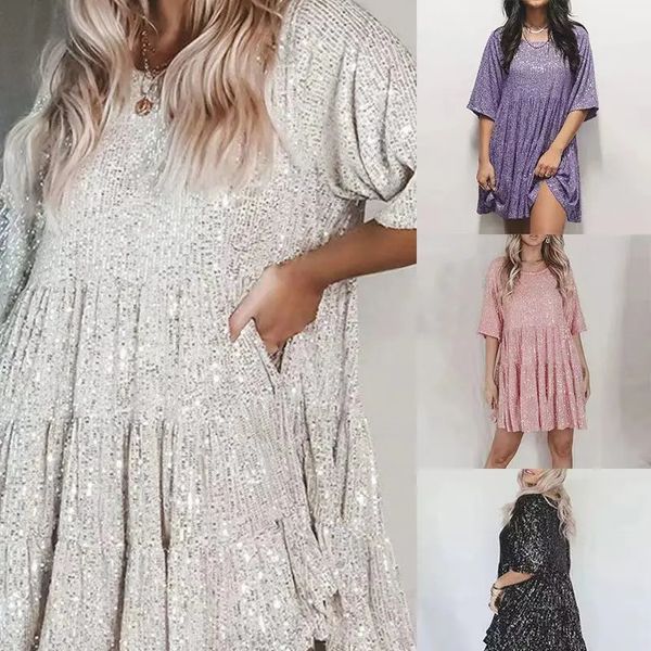 Plussize elegant fashion sequins round neck loose — compare prices at CompareOffers