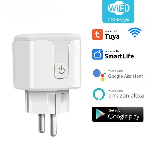 Tuya WiFi Smart Plug 16A/20A EU Smart Socket With Power Monitoring Timing Function Smart Life APP Voice Control Via Alexa Google