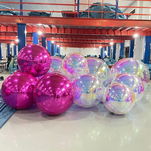 Hot Sales pink PVC Inflatable Reflective Ball /Inflatable Christmas Mirror Sphere/Inflatable Sphere Mirror Balloon