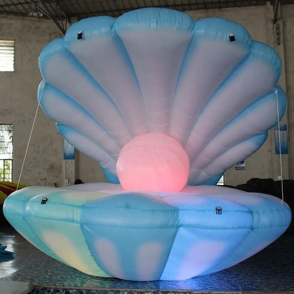 Custom made 3mLx3mWx3mH (10x10x10ft) LED lamps inflatable shell seashell clamshell fantasy wedding stage decoration