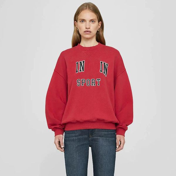 Sweatshirts 25sp New Product bing Classic Style Letter Printed Lined Fleece Loose Big Red Women Designer Cotton Casual Versatile Pullover Hoodie Sweater Tops
