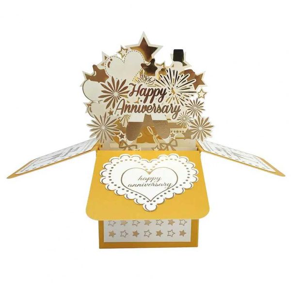 Anniversary Greeting Card 3D Design Vibrant Colors Long-lasting Funny 10th/20th/50th Wedding Anniversary Pop Up Card X250311