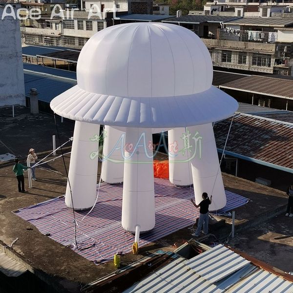 12m height (40ft) with blower Giant Balloon Inflatable LED UFO Model Lighting Ball Unknown Objects with Colorful Lights for Party or Events Decoration