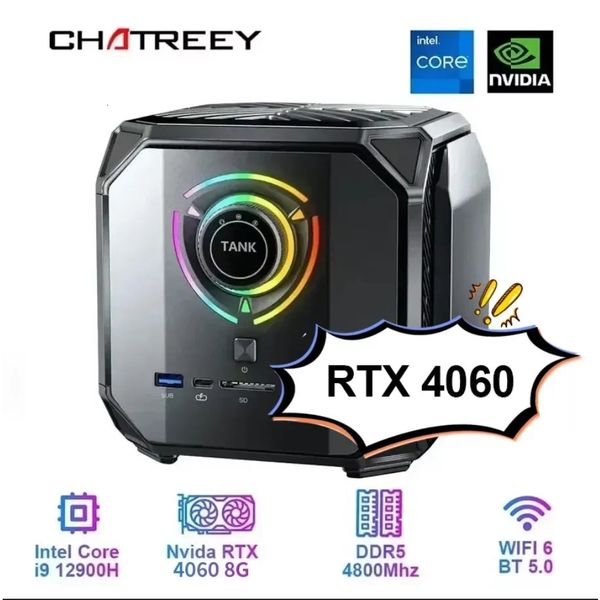 Chatreey TANK Mini PC Nvidia 3080 16G Intel Core I9 12900H I7 12700H Gaming Desktop Computer PCIE 4.0 Wifi 6 BT5.0