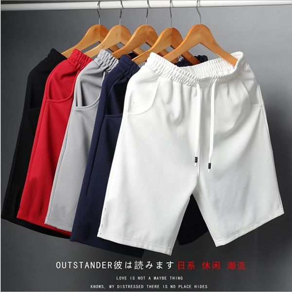 2025 White Shorts Men Japanese Style Polyester Running Sport Shorts for Men Casual Summer Elastic Waist Solid Shorts Clothing