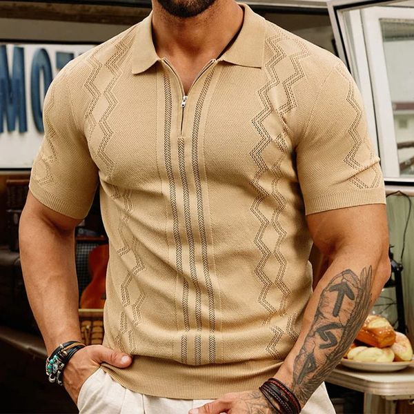 Summer Mens Clothing y Patchwork Knit Polo Shirt — compare prices at CompareOffers