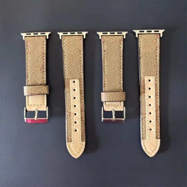 Luxury Designer Strap Apple Watch Strap 44 42 45 38 40 41 49mm iwatch 8 7 6 5 4 3 2 Leather floral letter-printed strap for men and women Multi-colored applewatch