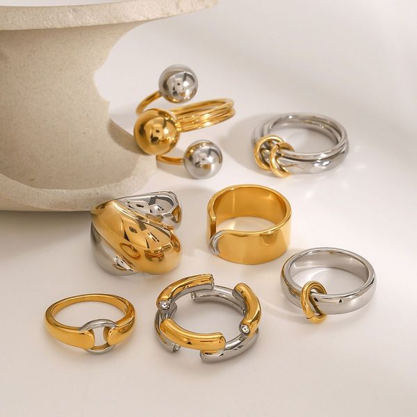 Stylish Variety of Gold-Plated Stainless Steel Rings - Exclusive Mix & Match Collection.Gold Plated Stainless Steel Electric Ring - Chic Mixed Design
Stylish Variety of Gold-Plated Stainless Steel Rings - Exclusive Mix & Match Collection.Gold Plated Stainless Steel Electric Ring - Chic Mixed Design