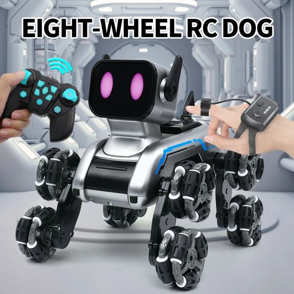 Eight wheeled stunt mechanical dog Intelligent gesture induction spray drift climbing deformation electric remote control toy