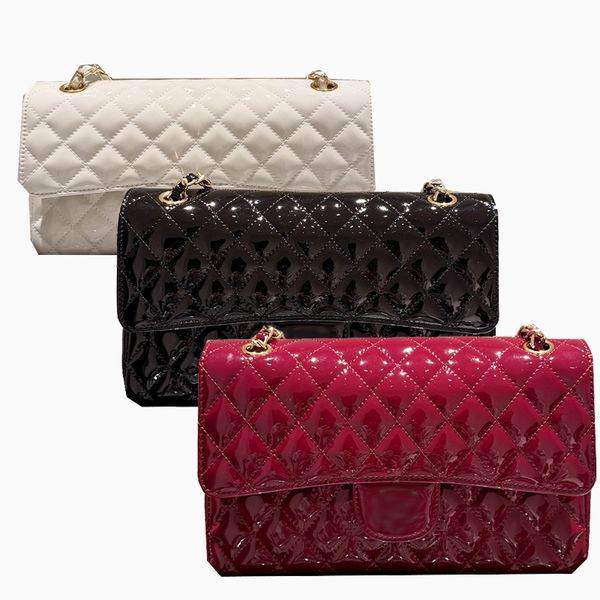 Shiny Patent Leather Fashion Womens Shoulder Bag 26cm Calfskin Clamshell Check Silver Hardware Metal Buckle Matelasse Chain Crossbody Bag Dinner Bag Makeup Bags, Burgundy
Shiny Patent Leather Fashion Womens Shoulder Bag 26cm Calfskin Clamshell Check Silver Hardware Metal Buckle Matelasse Chain Crossbody Bag Dinner Bag Makeup Bags, Burgundy