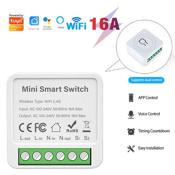 WiFi Smart Home Switch - Tuya Compatible with CE/UL Certification for Simple Installation, Supports 1-3 Gangs, Universal Voltage Range