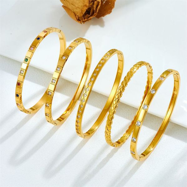 Jewelry Zircon-Inlay Gold Plated Stainless Steel Bracelet - Multiple Colors & Designs Available,have Multi-Design take your choice
Jewelry Zircon-Inlay Gold Plated Stainless Steel Bracelet - Multiple Colors & Designs Available,have Multi-Design take your choice
