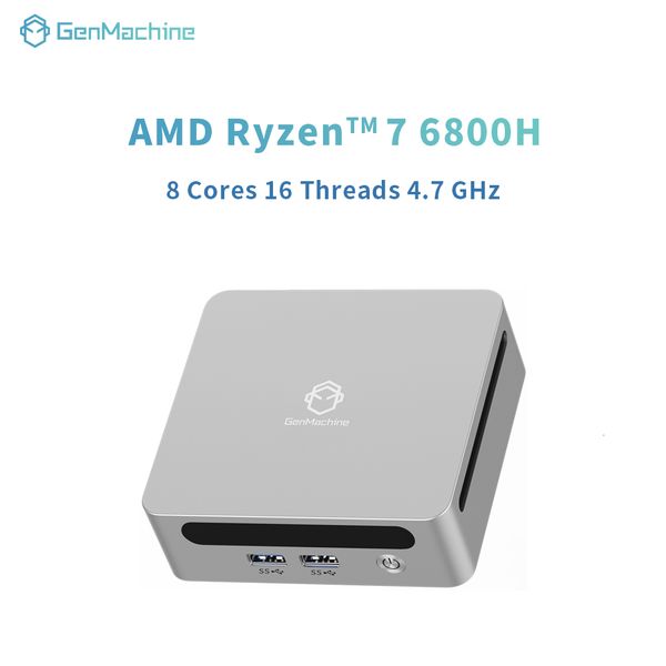 GenMachine Ryzen PRO 6800H MINI PC Windows 11 8C/16T 3.2Ghz LPDDR5 6400Mhz 256/512GB/1T/2T M.2 WIFI6 BT5.2 Diy Gaming Computer