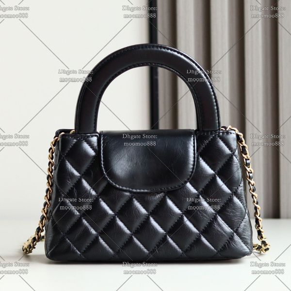 Designer Quilted Chain Crossbody Bag Black 19cm