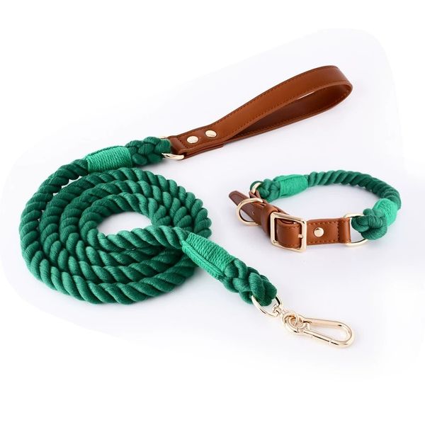 Knitted cotton rope pet collar set leash medium dog, Green
Knitted cotton rope pet collar set leash medium dog, Green