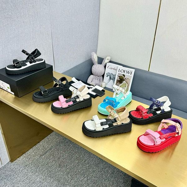 designer Sandal platform women's summer fashion casual Sandals Belt buckle heels Leather woman Thick soled shoe Loafers women shoes size 34-39-40-41 With box
