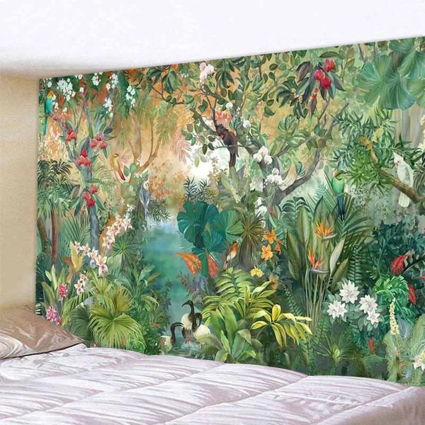 Fashion Home Decoration Tapestry Beach Towel Yoga Mat Blanket Tablecloth Tropical Jungle Animal Wall Hanging 250318