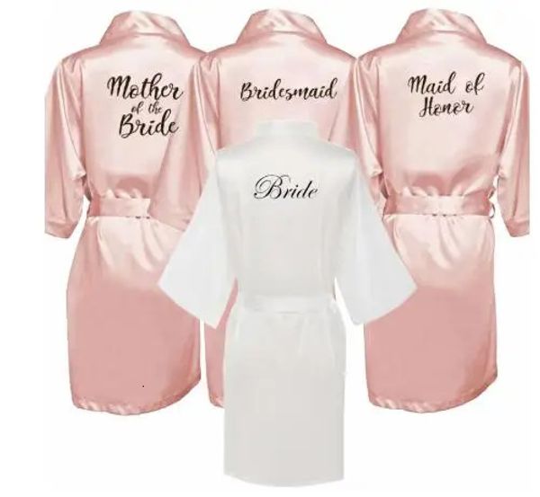 bride maid Rob and white black letter brides sister wedding gift bath kimono satin Rob 250321
