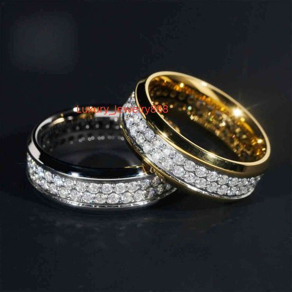 New stainless steel inlaid moissanite unique design ring, double row full diamond round men's and women's personalized ring
New stainless steel inlaid moissanite unique design ring, double row full diamond round men's and women's personalized ring