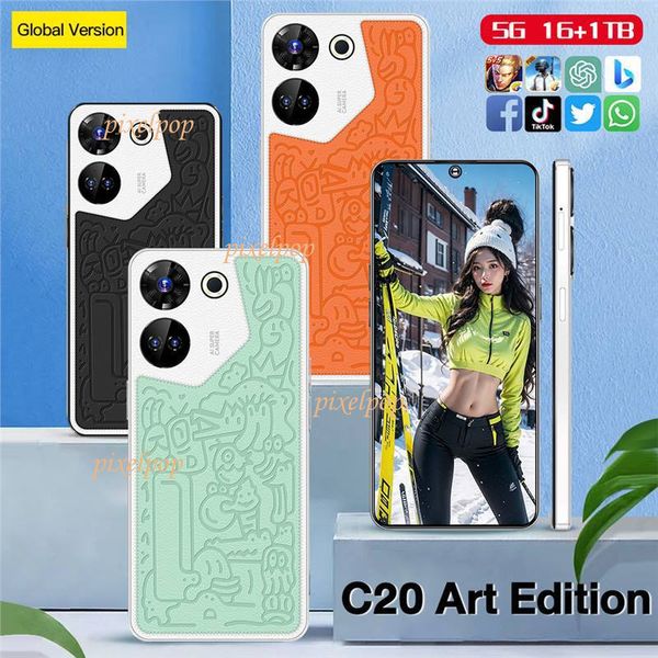 C20ArtEdition off-the-shelf 4G smartphone 6.53 "Android 16GB+1TB Cell Phones Unlock Touch Screen Phone Androids Camera Telephone HD Display Face Recognition