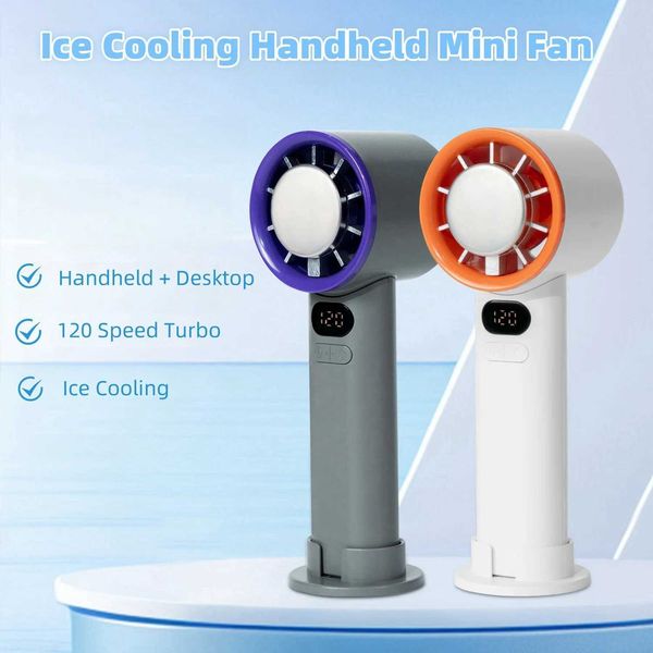 New mini handheld fan with 120 speed portable desktop fan for instant cooling charging in ice mode stylish womens personal fan X250329