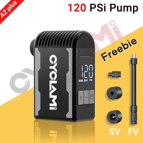 CYCLAMI A2S 120 PSI Micro Electric Pump Portable Bicycle Cordless Inflator Presta Schrader Valve FV AV Bicycle MTB M250331