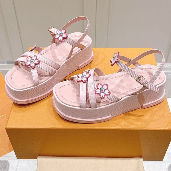 x TM Platform Sandal womens pink sandal 1AGWO2 Rubber outsole Cherry Blossom Maya Light Pink Sandals Epi grained calf leather Takashi Murakami collection, White
x TM Platform Sandal womens pink sandal 1AGWO2 Rubber outsole Cherry Blossom Maya Light Pink Sandals Epi grained calf leather Takashi Murakami collection, White