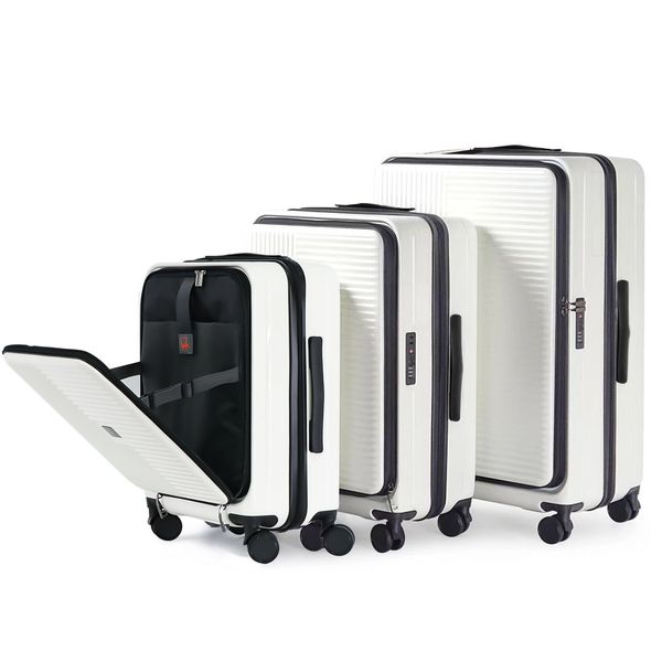 frontopening suitcase set of 3 pieces 20 24 28 inches convenient for taking out computer ipad abspp flexible wearresistant and lightweight suitcase tsa lock