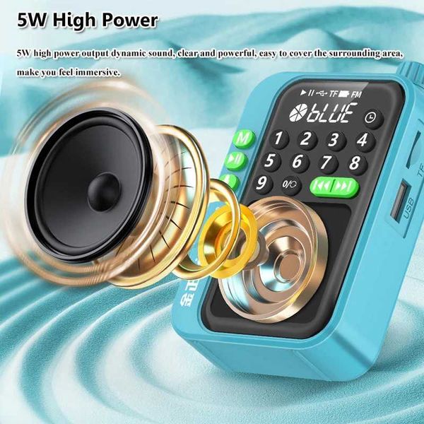 Mini Portable FM Radio Best Reception Radios 5W Wireless Bluetooth Speaker TF Card U Disk Music MP3 Player Support HD Rcording X2505051
