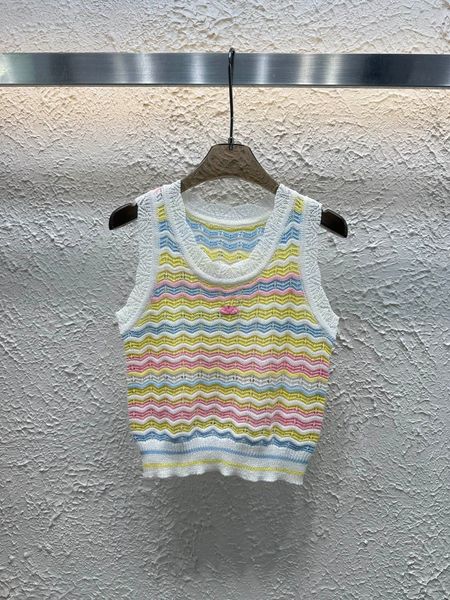 Lace-up women, short-sleeved, striped, sleeveless, top for summer, high-end custom dyed knitted vest, Blue
Lace-up women, short-sleeved, striped, sleeveless, top for summer, high-end custom dyed knitted vest, Blue
