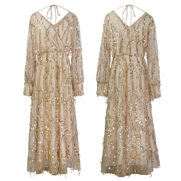018-Summer beauty luxury high-end lace dress, Champagne 
018-Summer beauty luxury high-end lace dress, Champagne