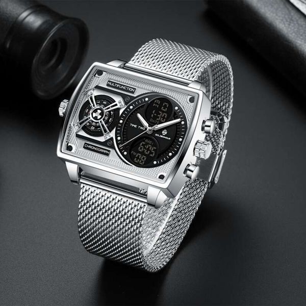 GOLDENHOUR Men's Multi functional Large Dial Personalized Trendy Versatile Square Case Watch, Black
GOLDENHOUR Men's Multi functional Large Dial Personalized Trendy Versatile Square Case Watch, Black