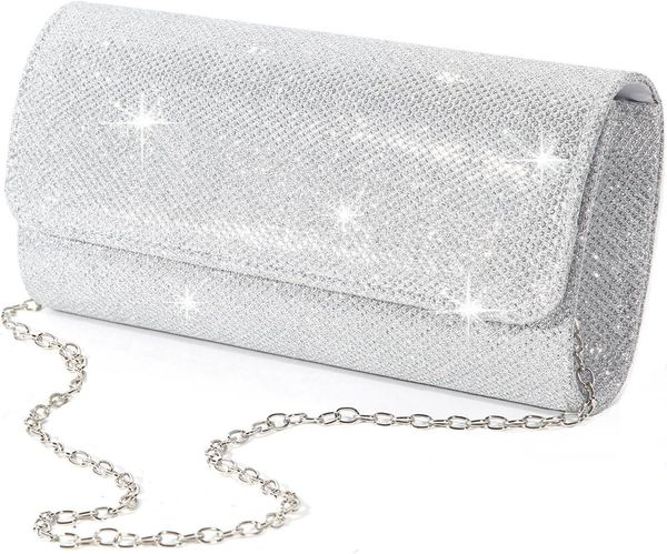Evening Bag Clutch Purses for Women Ladies Sparkling Party Handbag Wedding Bag, Silver
Evening Bag Clutch Purses for Women Ladies Sparkling Party Handbag Wedding Bag, Silver