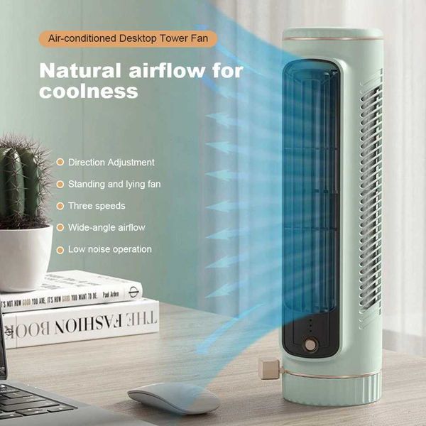 Tower Fan USB Charging Portable Air Conditioner Desktop Cooling Fan Electric Vertical Fan for Home Office X2505081