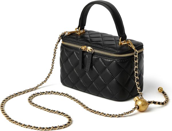 Small Quilted Square Box Bag For Women Designer Crossbody Pouch Purse With Metal Chain Strap, Black
Small Quilted Square Box Bag For Women Designer Crossbody Pouch Purse With Metal Chain Strap, Black