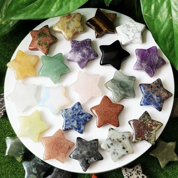 Hand Carved Crystal Star, Mini Natural Crystal Star Gemstones Healing Crystal Jewelry Gift