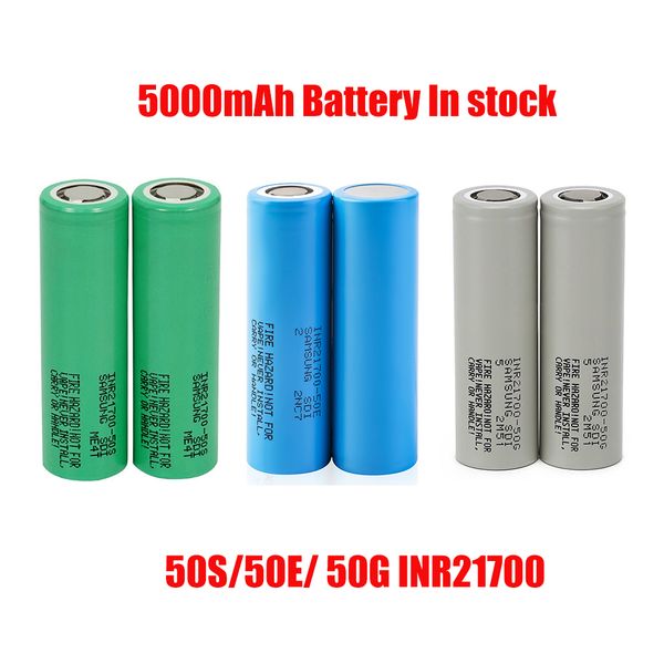 100% High Quality INR21700 50G 50E 50S 5000mAh INR 21700 Battery 35A 3.7V 25A 45A Green Grey Blue Drain Rechargeable Lithium Batteries Cell For Samsung